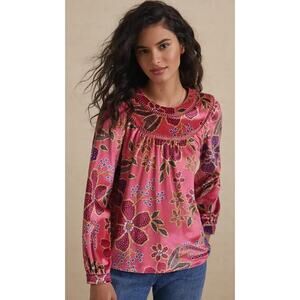 NWOT Farm Rio Velvet Larissa Blouse Top• XS Petite• Floral Long Sleeve Shirt NEW